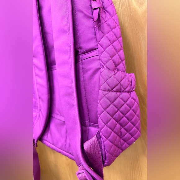 Vera Bradley Quilted Campus Backpack School Book Bag - Dark Raspberry Solid Pink - Picture 11 of 16